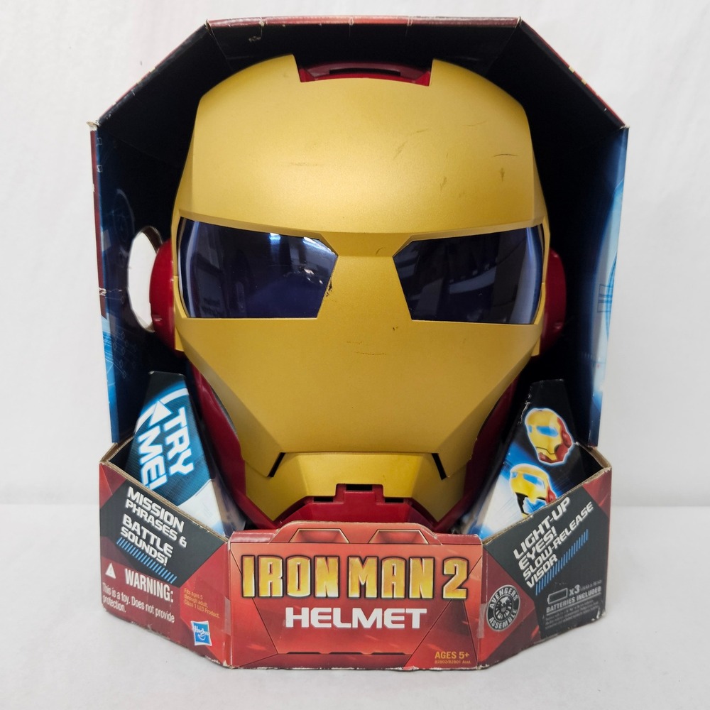 Hasbro Iron Man 2 Electronic Helmet Light Up Eyes Sound Effects 2010 Marvel Toy